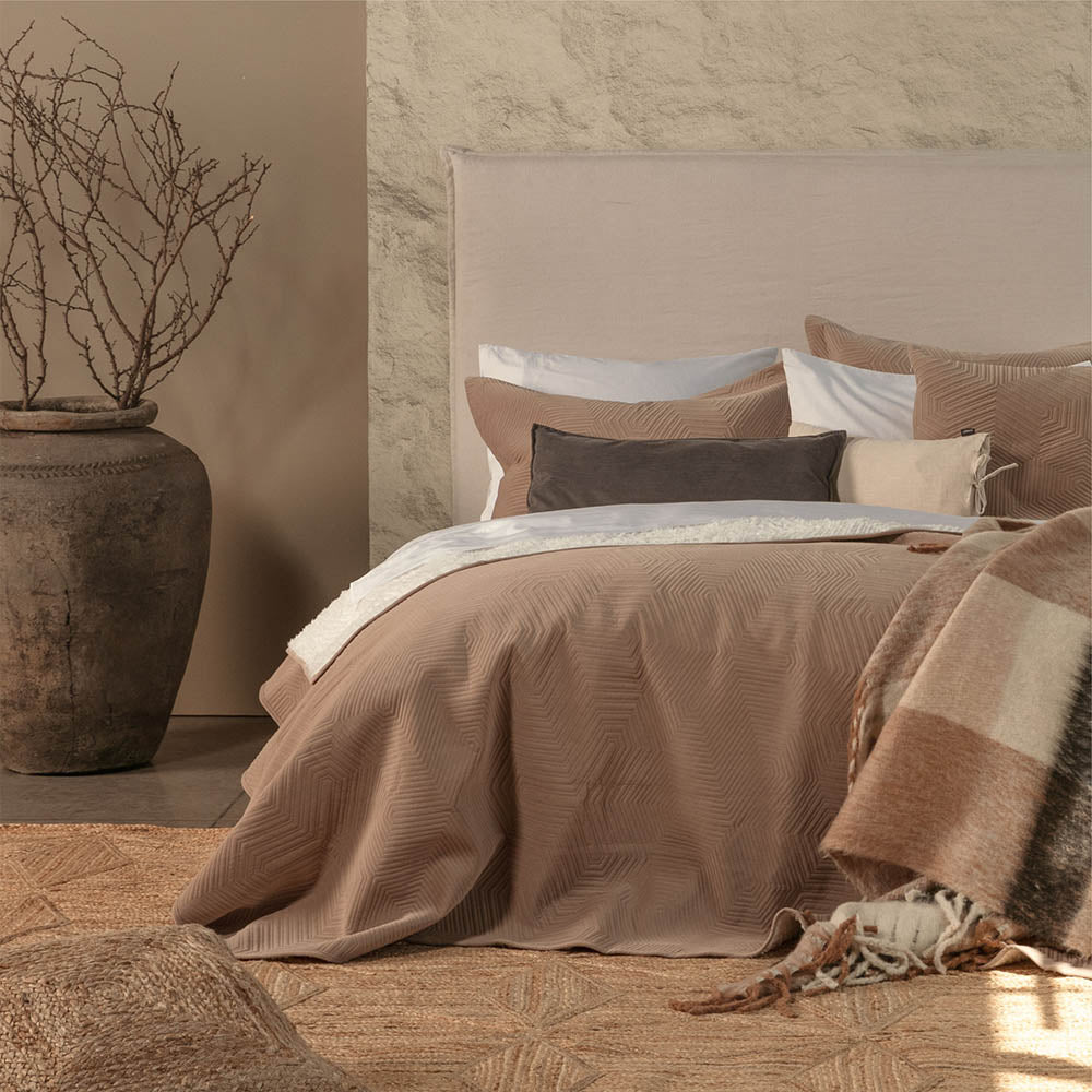 Cubrecama Quilt Velvet Sherpa System 1.5 Plazas Beige