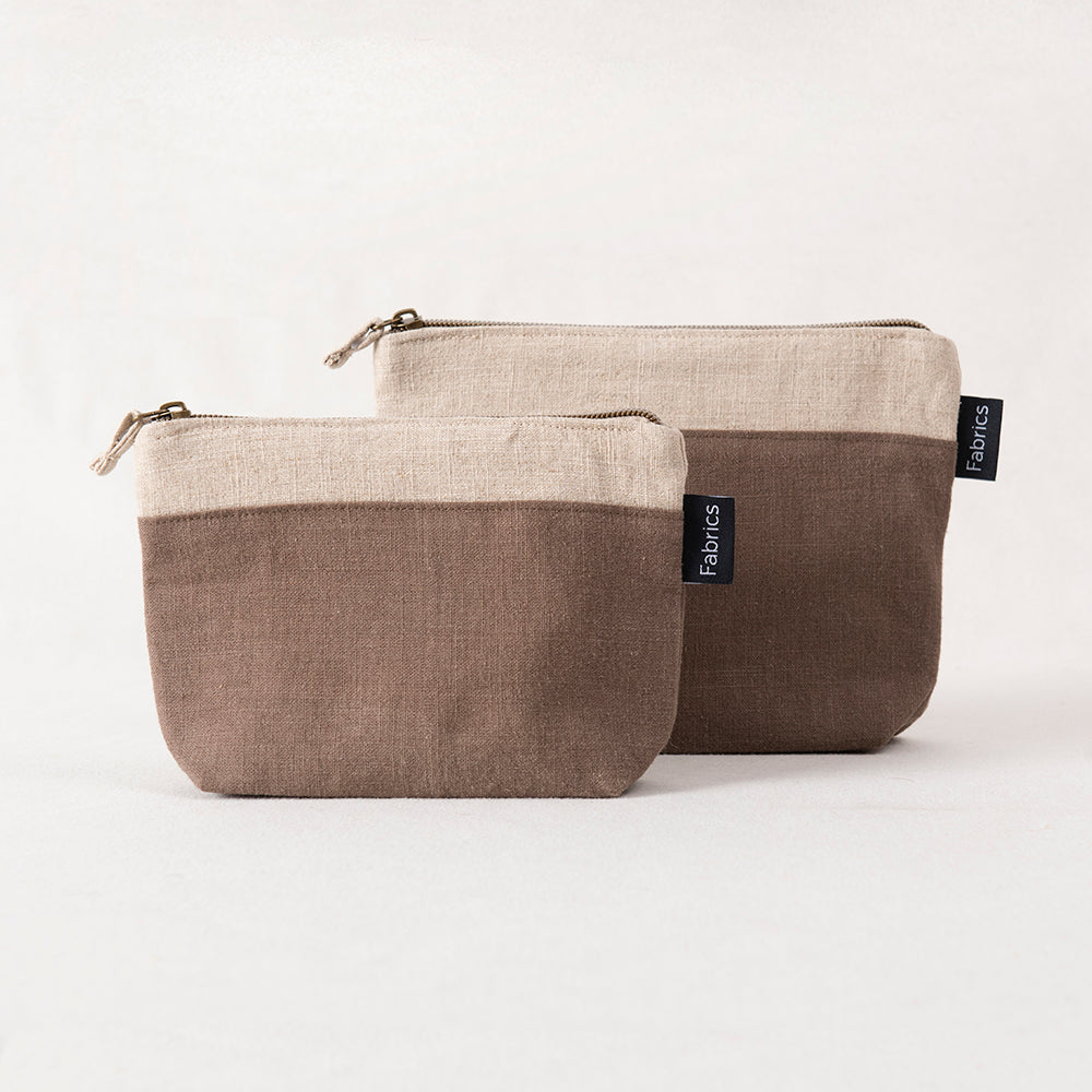 Set 2 Estuches Lino Bicolor Chocolate