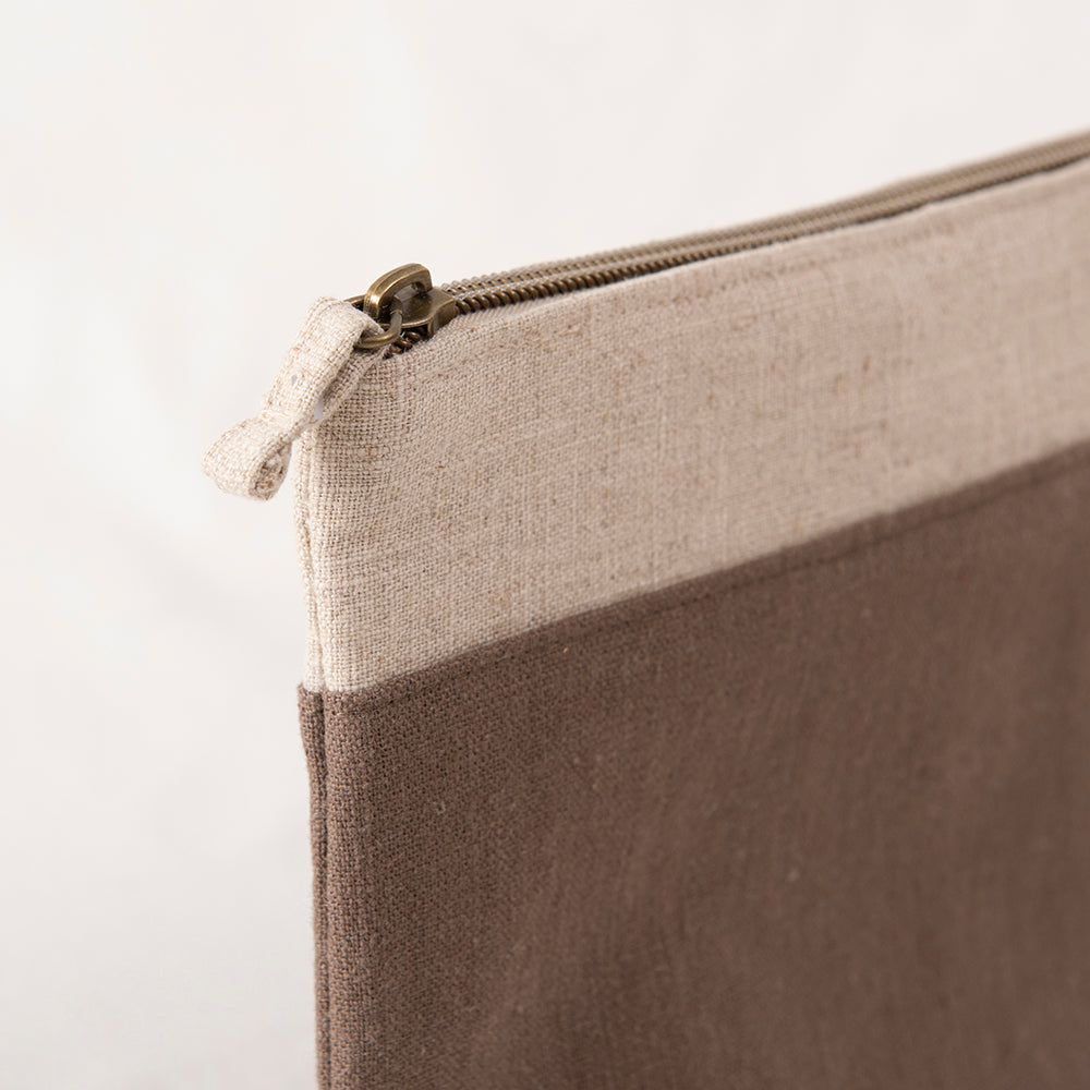 Set 2 Estuches Lino Bicolor Chocolate