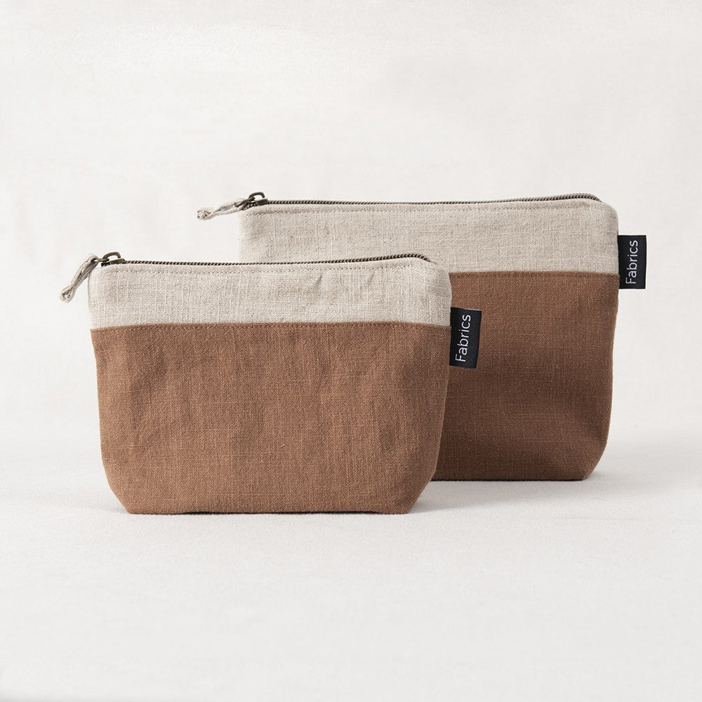 Set 2 Estuches Lino Bicolor Caramelo