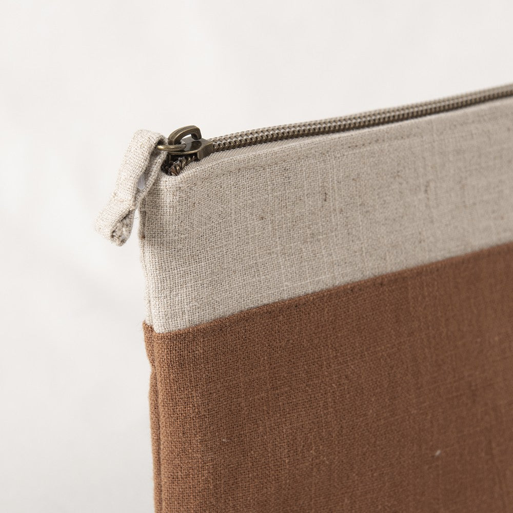 Set 2 Estuches Lino Bicolor Caramelo