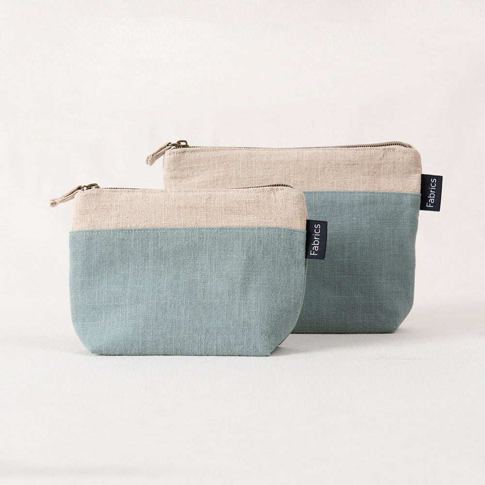 Set 2 Estuches Lino Bicolor Turquesa