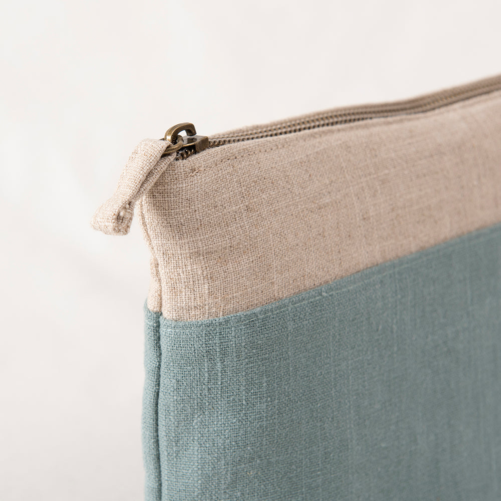 Set 2 Estuches Lino Bicolor Turquesa