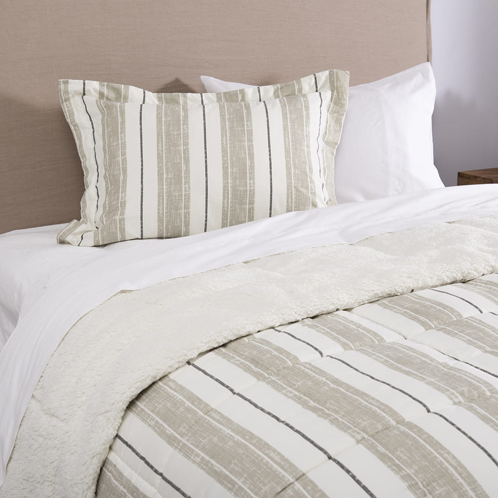 Plumón Estampado Sherpa Aus 1.5 Plazas Beige