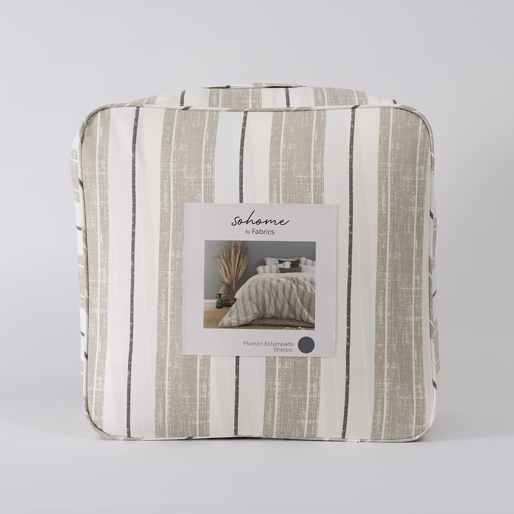 Plumón Estampado Sherpa Aus 2 Plazas Beige