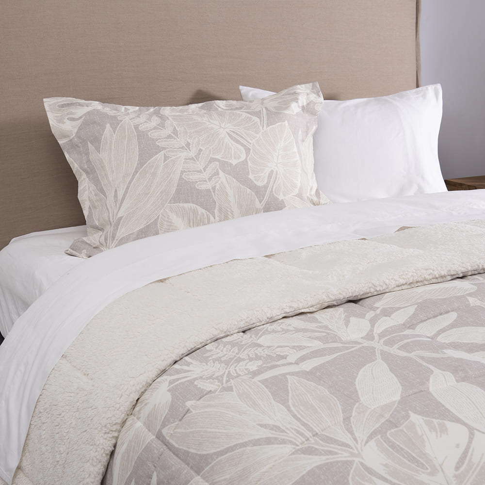 Plumón Estampado Sherpa Boira 1.5 Plazas Gris