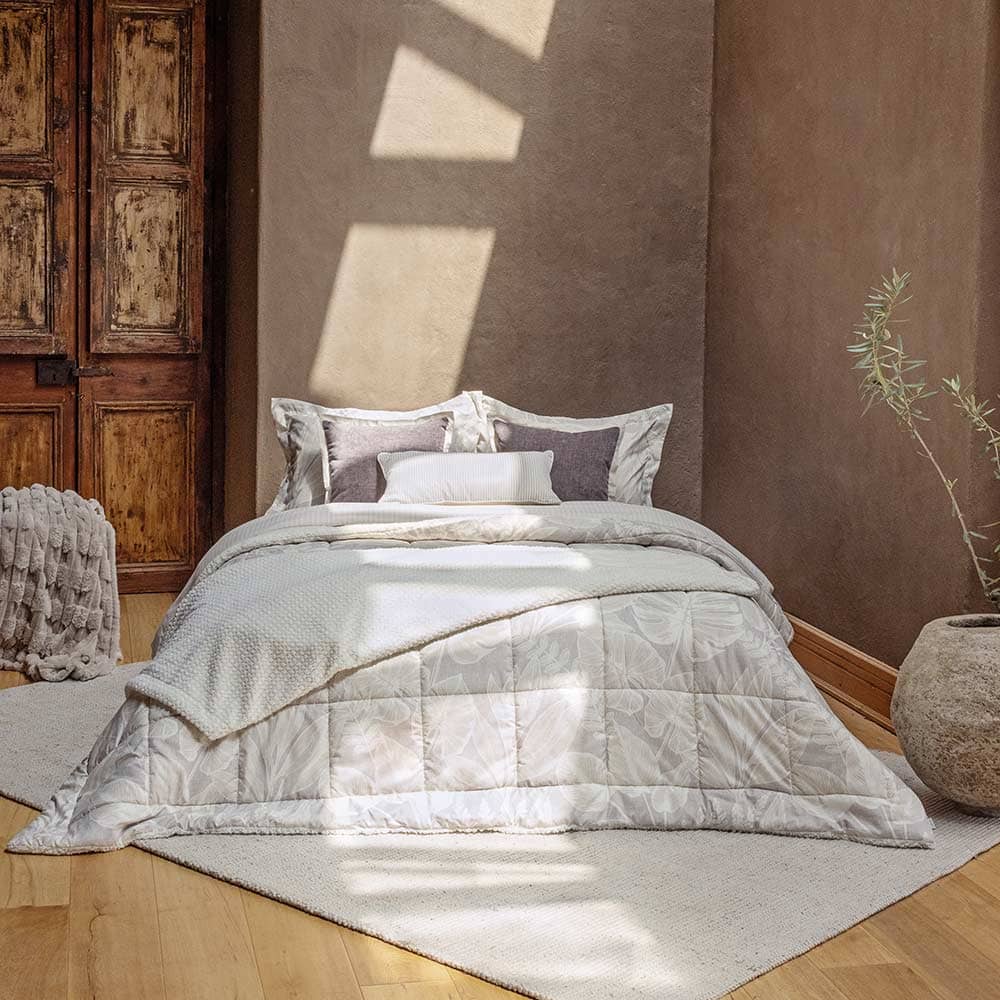 Plumón Estampado Sherpa Boira 1.5 Plazas Gris