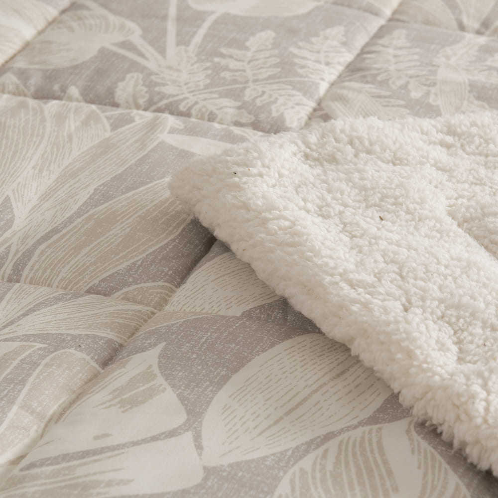 Plumón Estampado Sherpa Boira 2 Plazas Gris