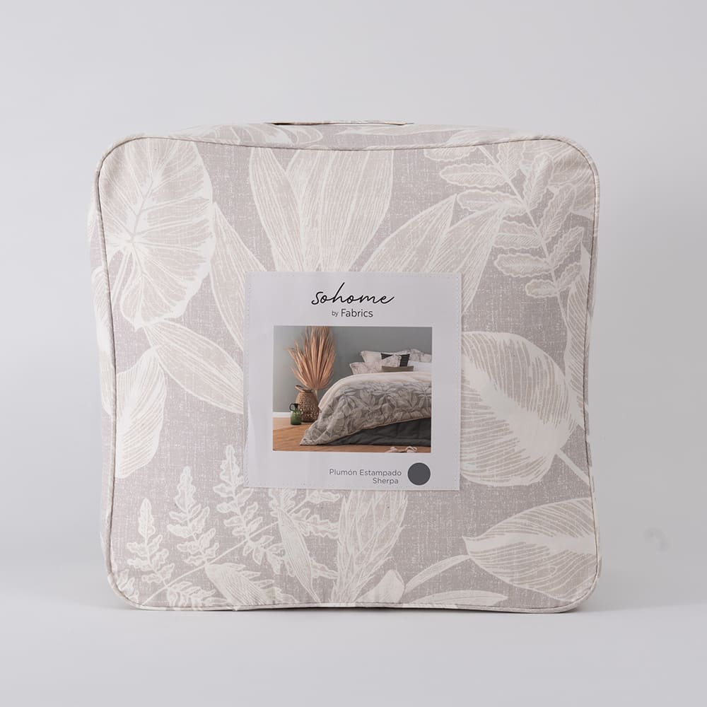 Plumón Estampado Sherpa Boira 2 Plazas Gris