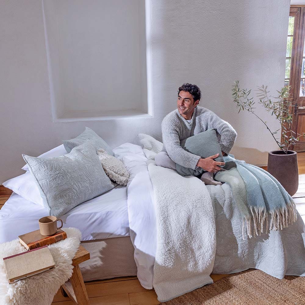 Cubrecama Jacquard Sherpa Ficus Super King Verde