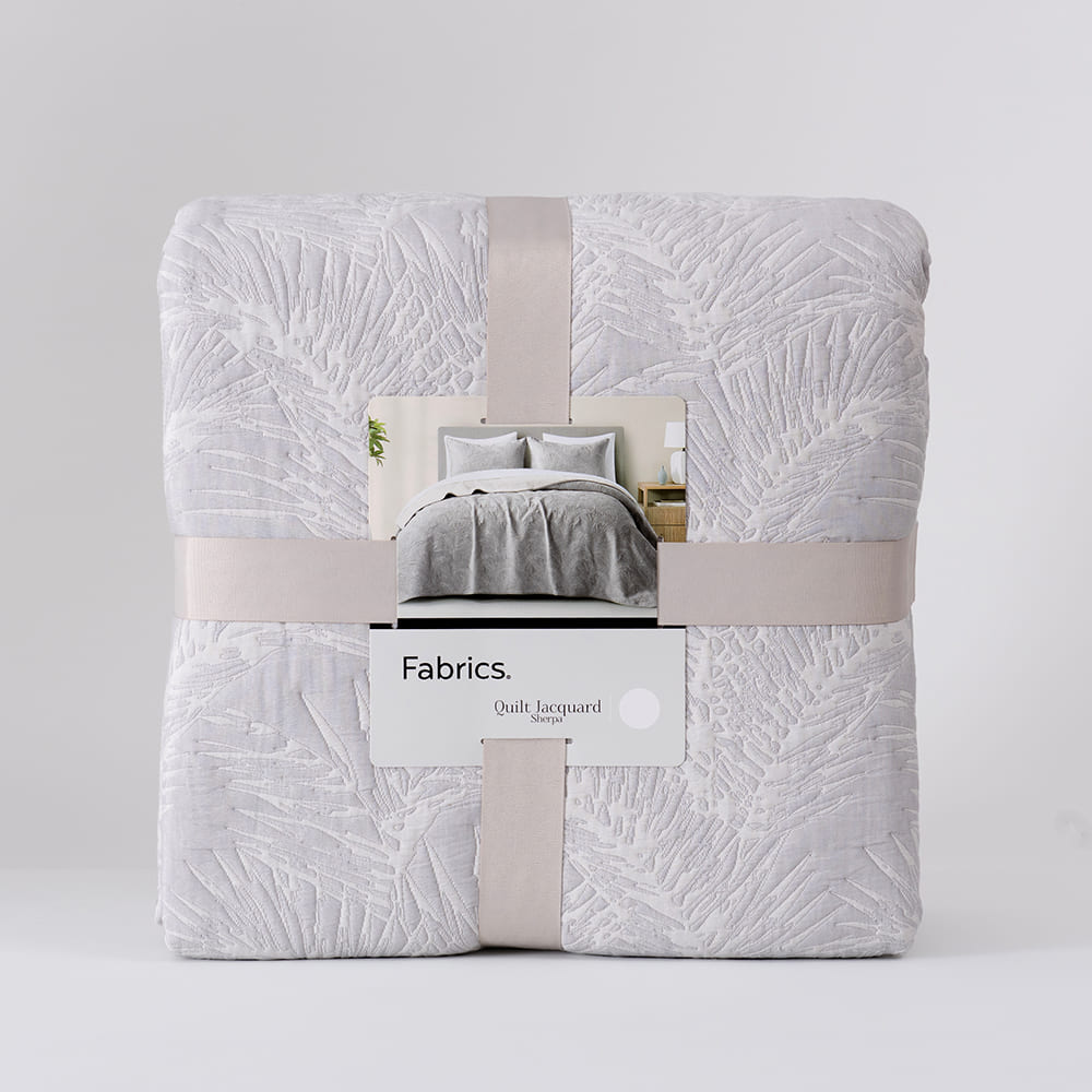 Cubrecama Jacquard Sherpa Palm 2 Plazas Perla