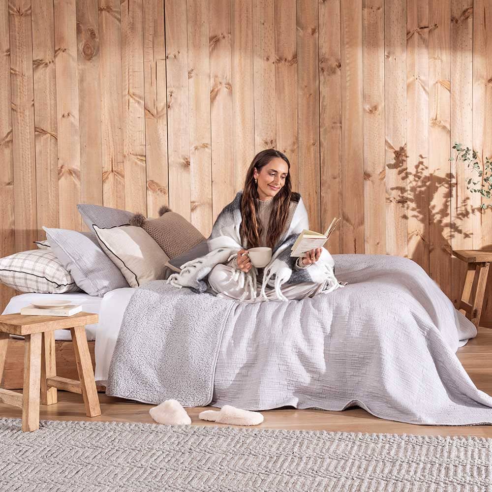 Cubrecama Jacquard Sherpa Tex 2 Plazas Gris