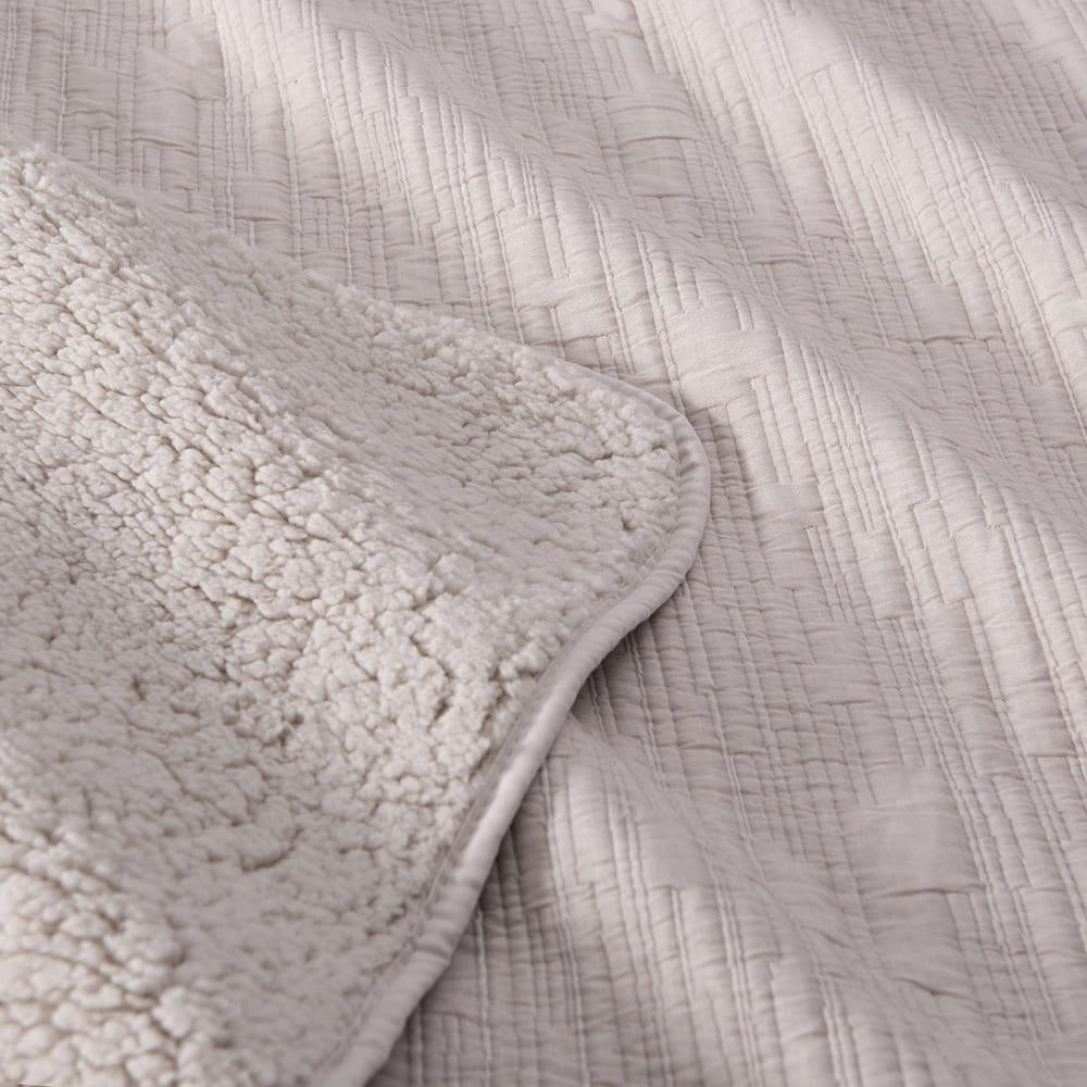 Cubrecama Jacquard Sherpa Tex King Beige