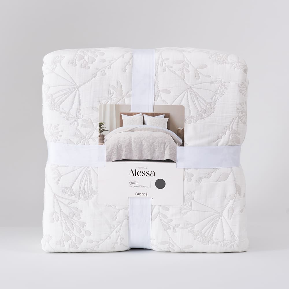 Cubrecama Jacquard Sherpa Chardón 2 Plazas Perla