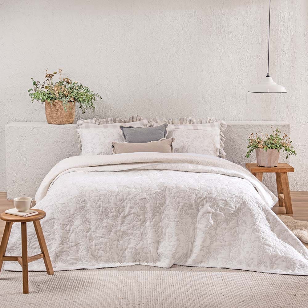 Cubrecama Jacquard Sherpa Chardón Super King Perla