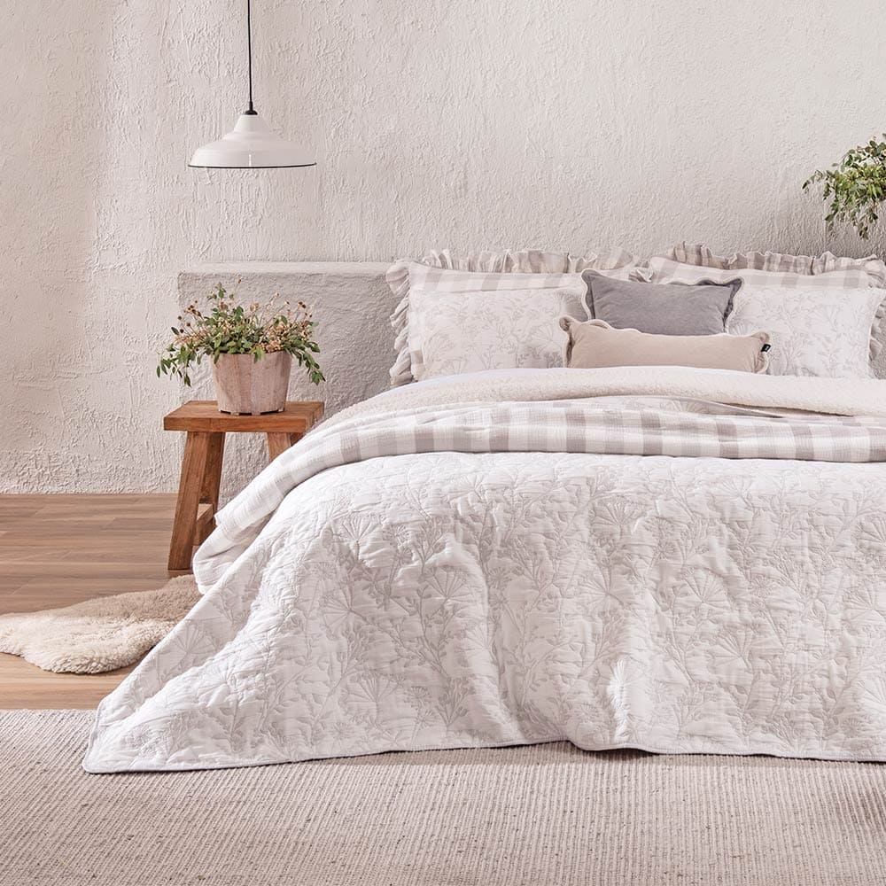 Cubrecama Jacquard Sherpa Chardón 2 Plazas Perla