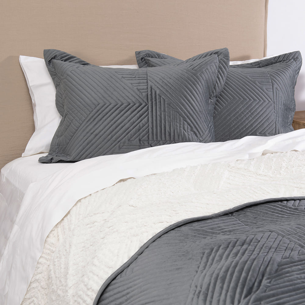 Cubrecama Quilt Velvet Sherpa Taro 2 Plazas Marengo