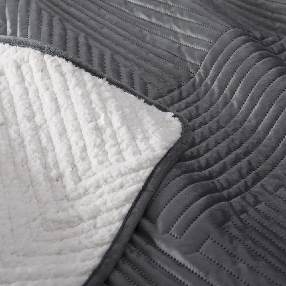 Cubrecama Quilt Velvet Sherpa Taro 2 Plazas Marengo