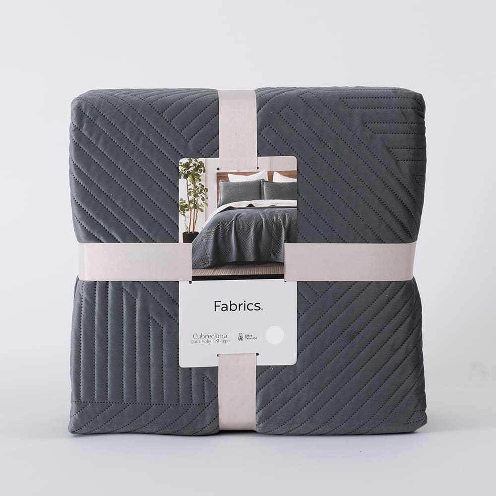 Cubrecama Quilt Velvet Sherpa Taro 2 Plazas Marengo