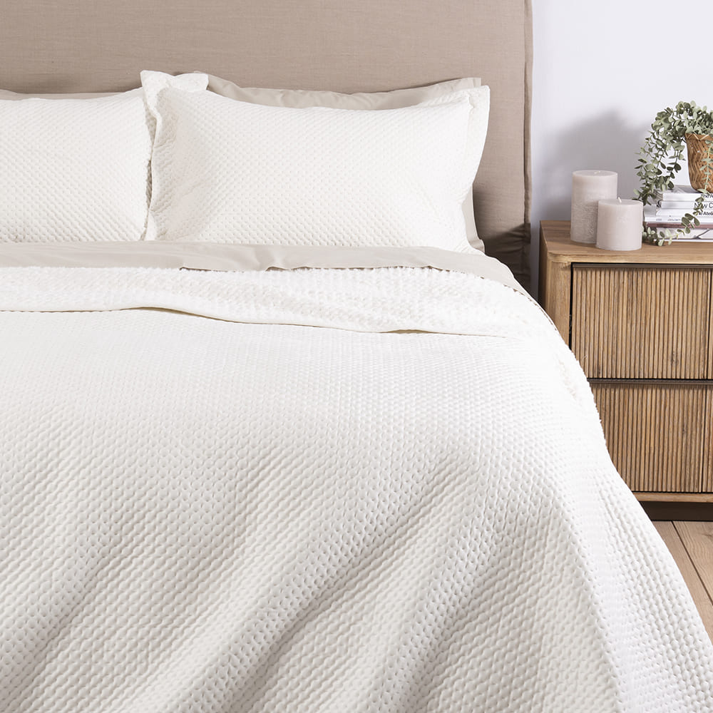 Cubrecama Quilt Velvet Sherpa Akio Super King Crudo