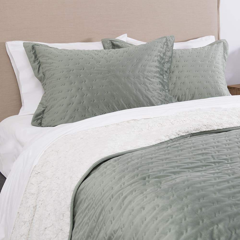 Cubrecama Quilt Velvet Sherpa Jiro Super King Verde
