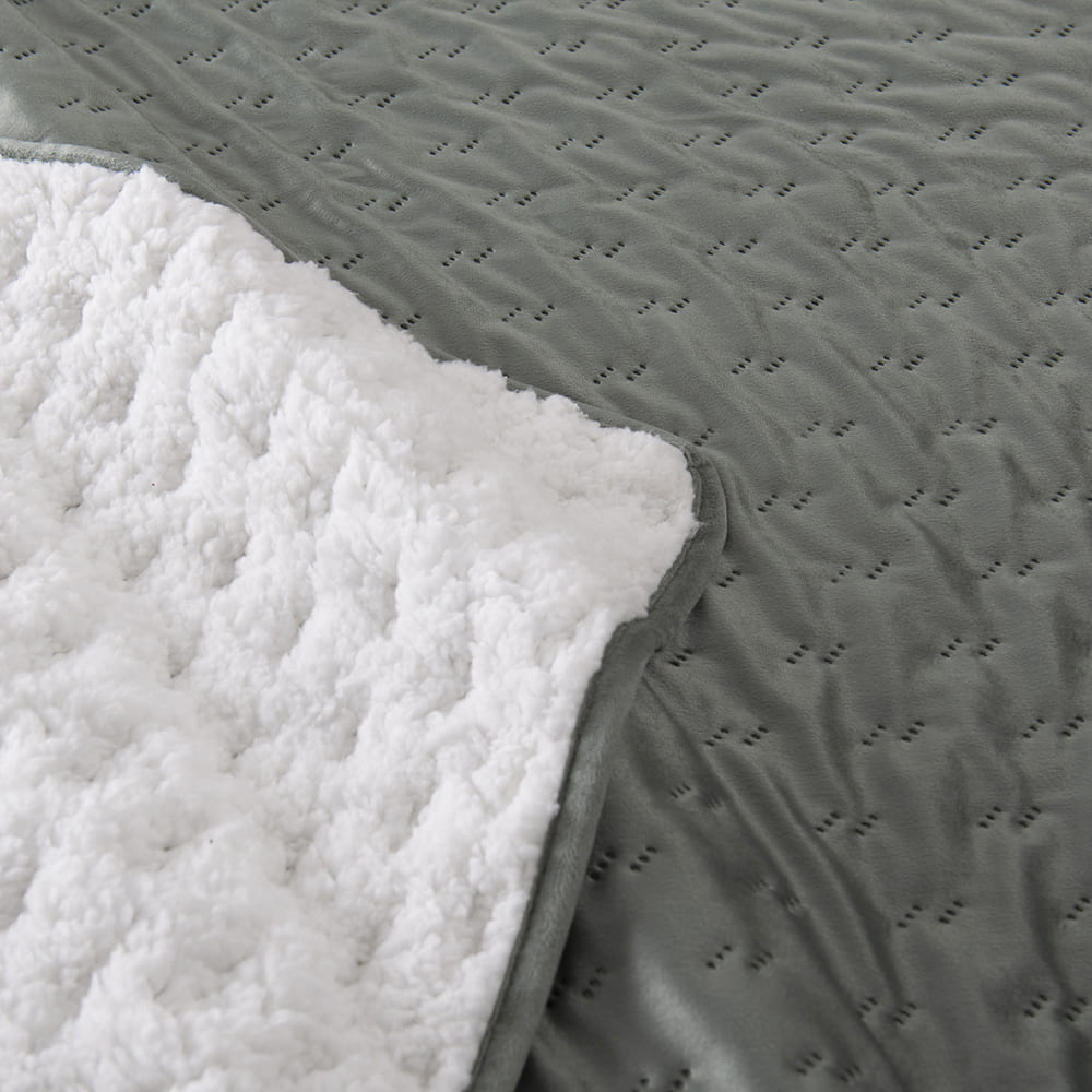 Cubrecama Quilt Velvet Sherpa Jiro Super King Verde