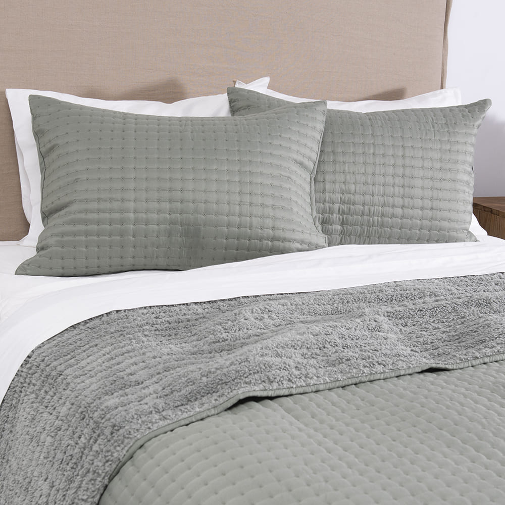 Cubrecama Quilt Lineal Sherpa 2 Plazas Verde