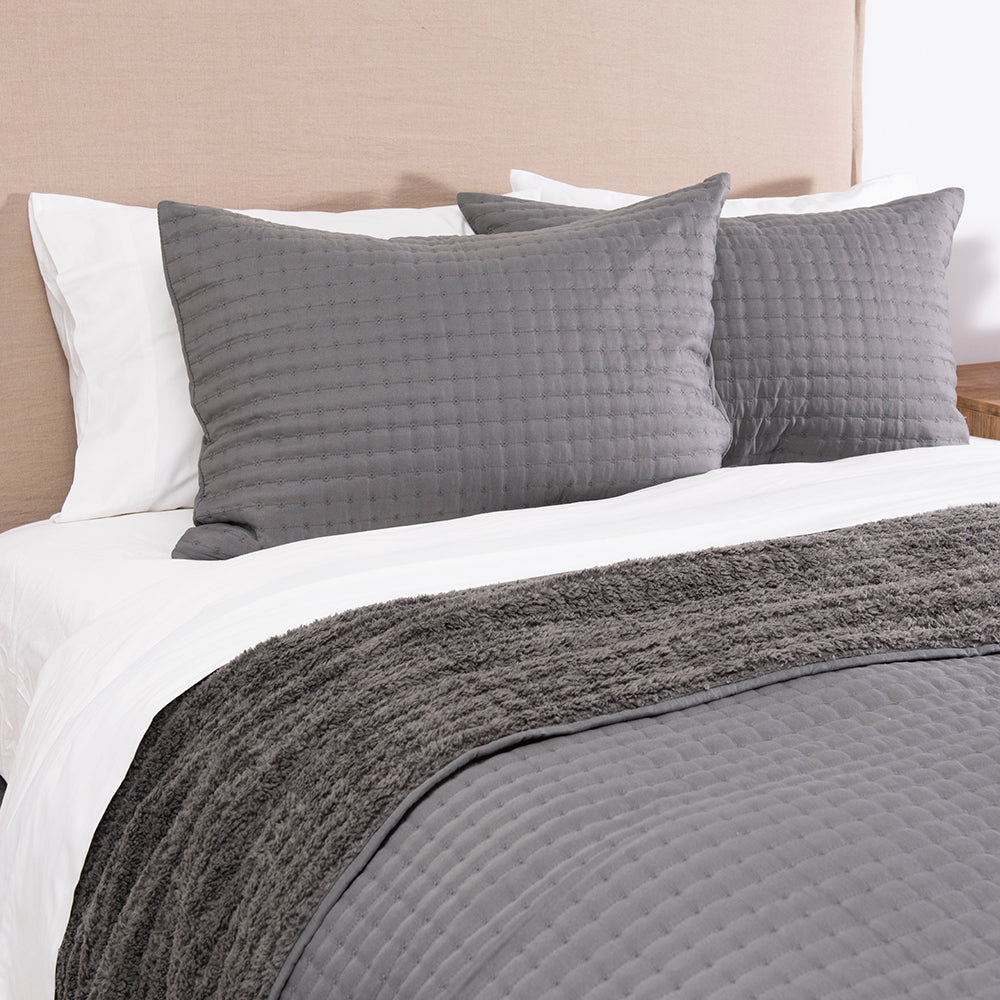 Cubrecama Quilt Lineal Sherpa 2 Plazas Marengo