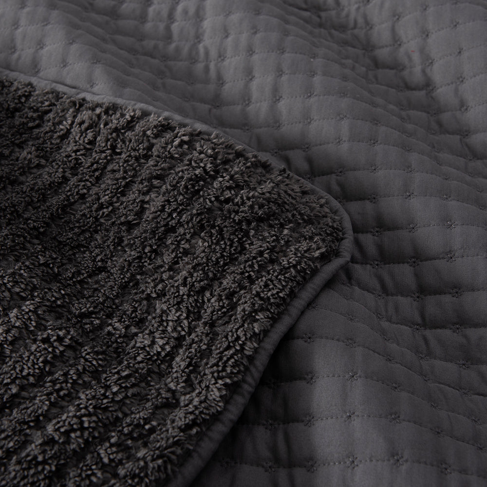 Cubrecama Quilt Lineal Sherpa King Marengo