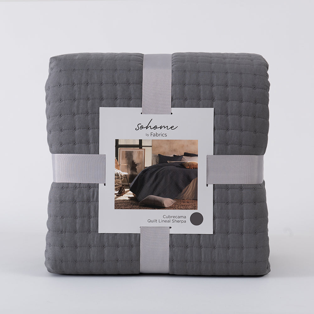 Cubrecama Quilt Lineal Sherpa King Marengo