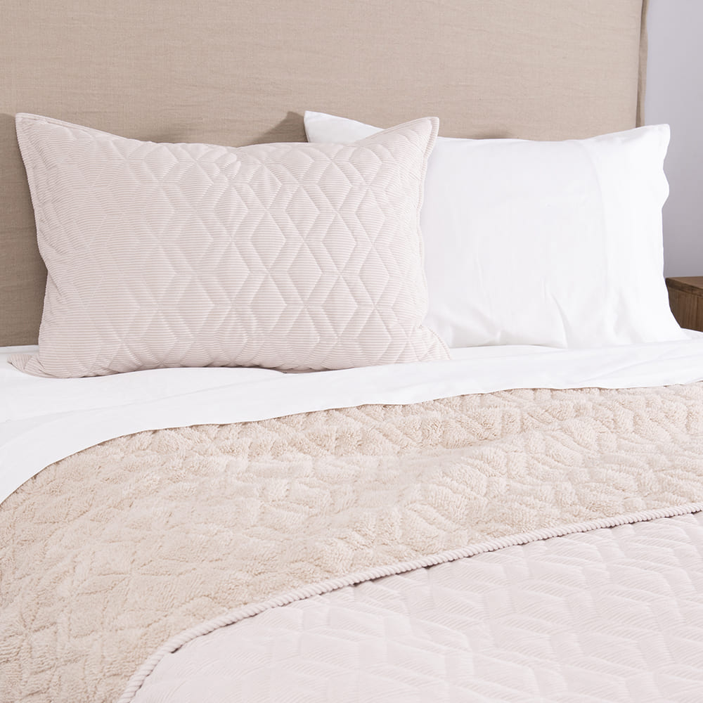 Cubrecama Quilt Corduroy Sherpa 1.5 Plazas Beige