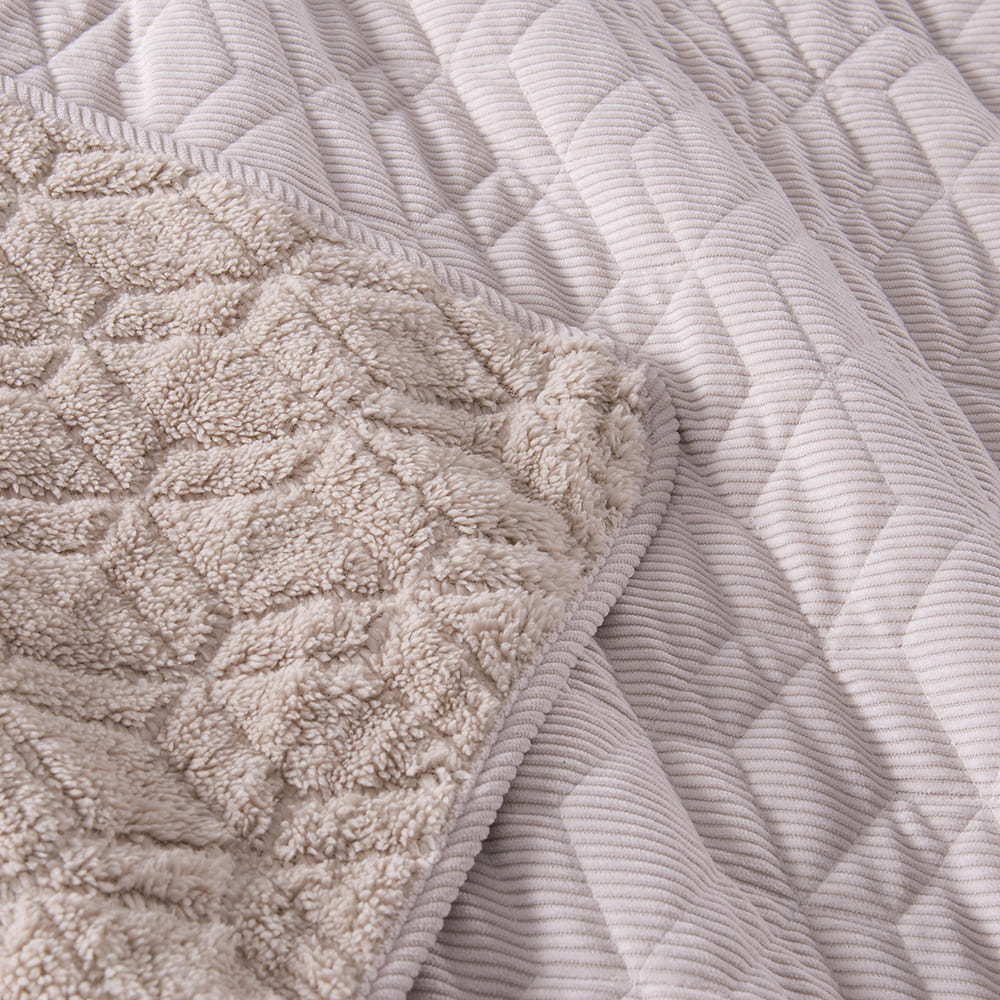 Cubrecama Quilt Corduroy Sherpa 1.5 Plazas Beige