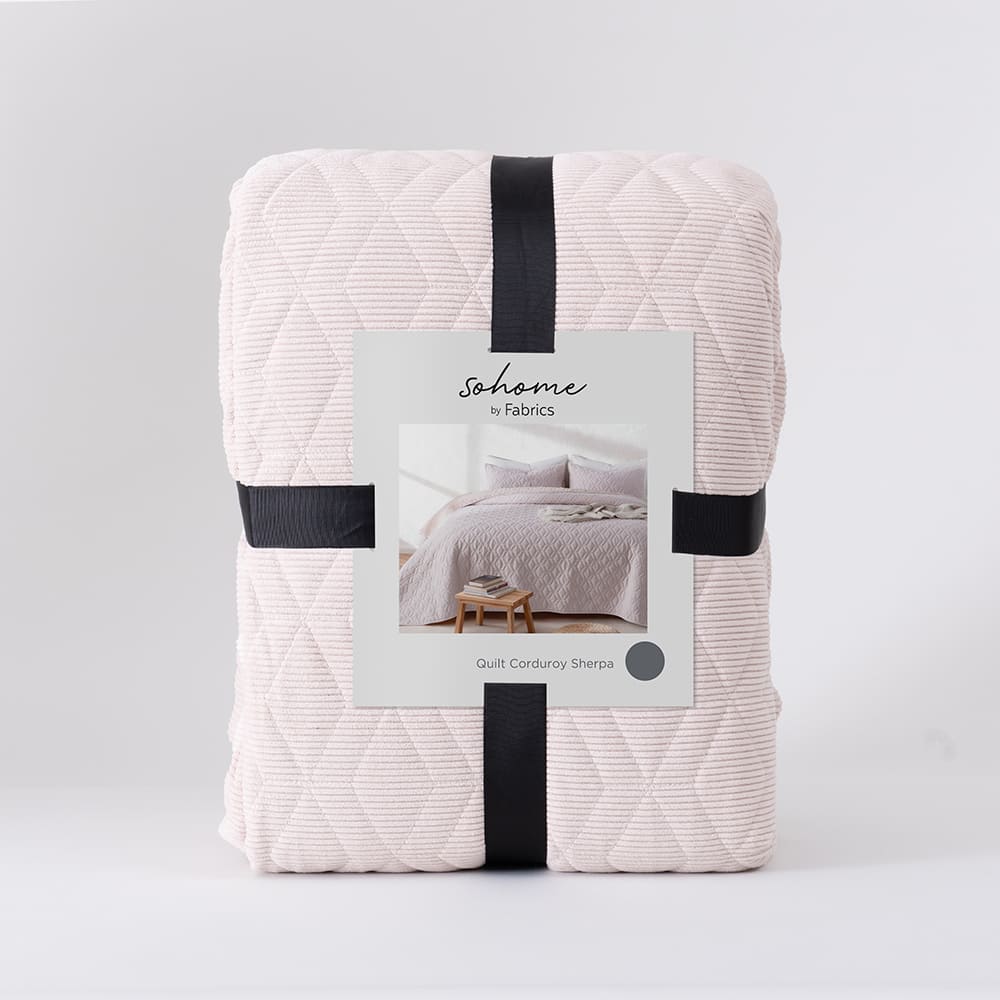 Cubrecama Quilt Corduroy Sherpa 1.5 Plazas Beige