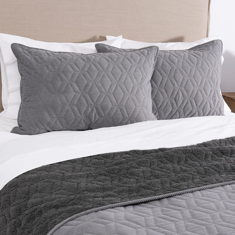 Cubrecama Quilt Corduroy Sherpa 2 Plazas Marengo