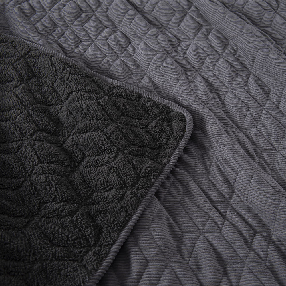 Cubrecama Quilt Corduroy Sherpa 2 Plazas Marengo