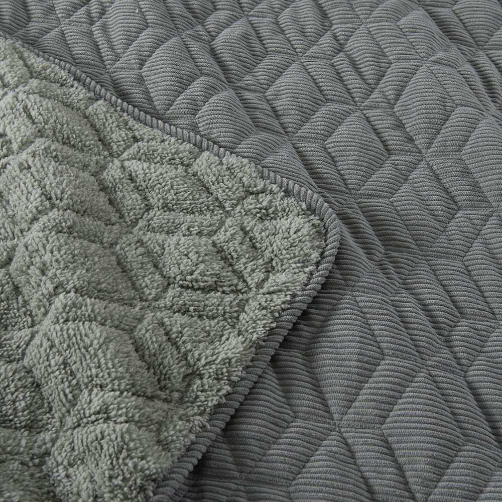 Cubrecama Quilt Corduroy Sherpa 1.5 Plazas Verde