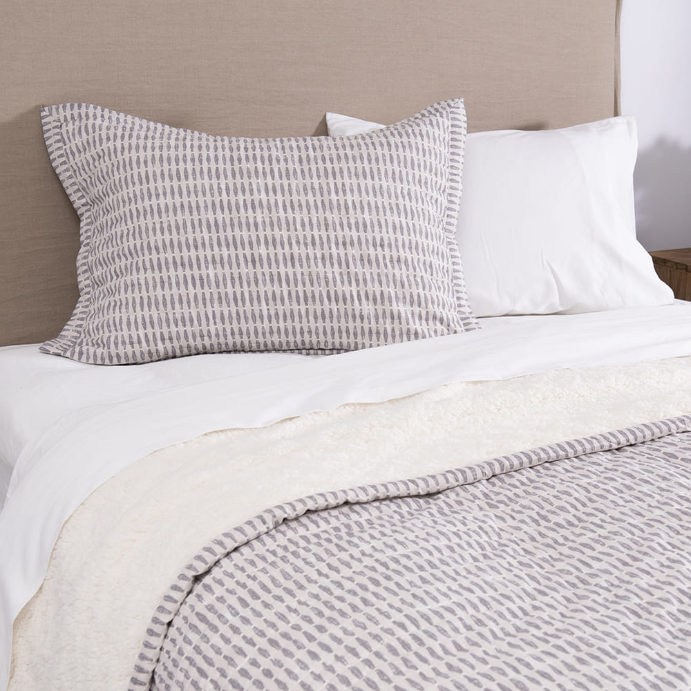 Cubrecama Quilt Estampado Sherpa Drecera 1.5 Plazas Gris