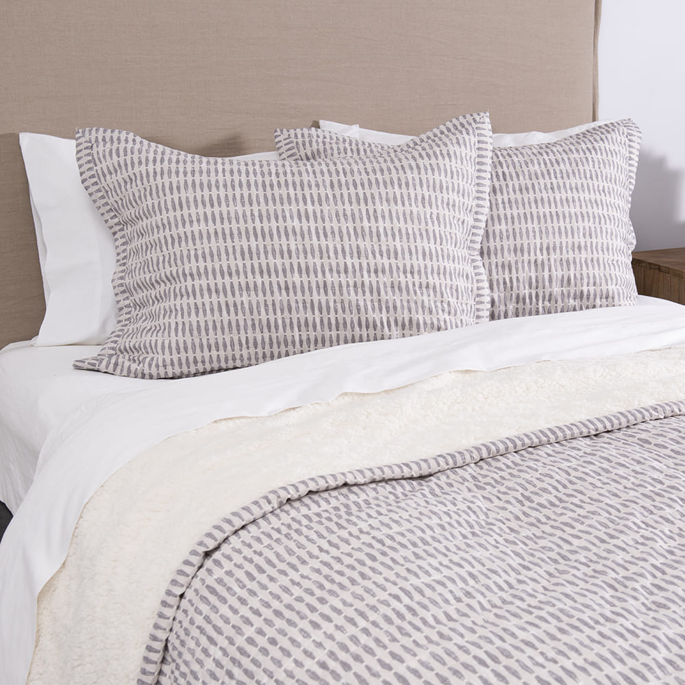 Cubrecama Quilt Estampado Sherpa Drecera 2 Plazas Gris