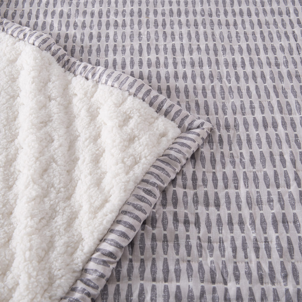 Cubrecama Quilt Estampado Sherpa Drecera 2 Plazas Gris