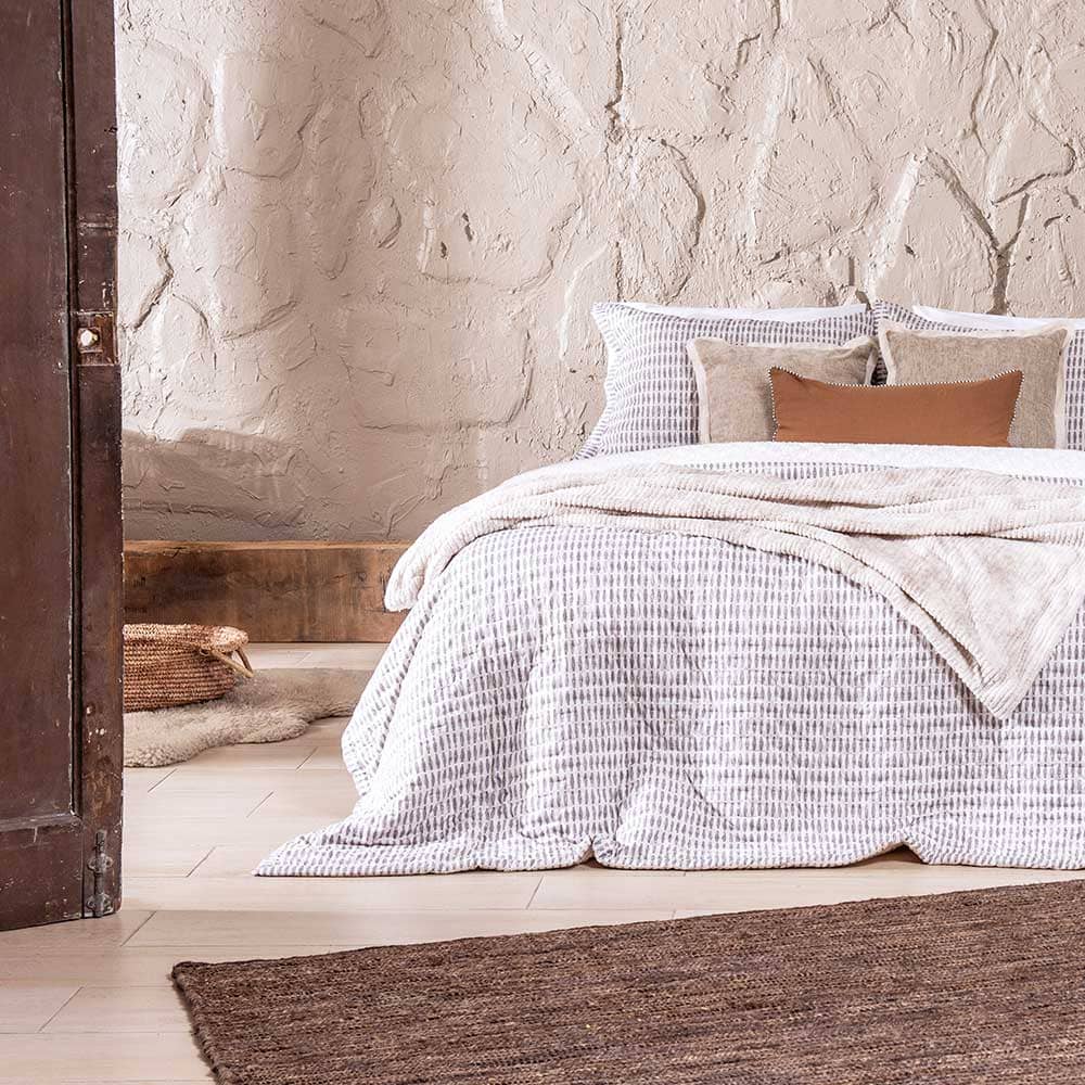 Cubrecama Quilt Estampado Sherpa Drecera 2 Plazas Gris