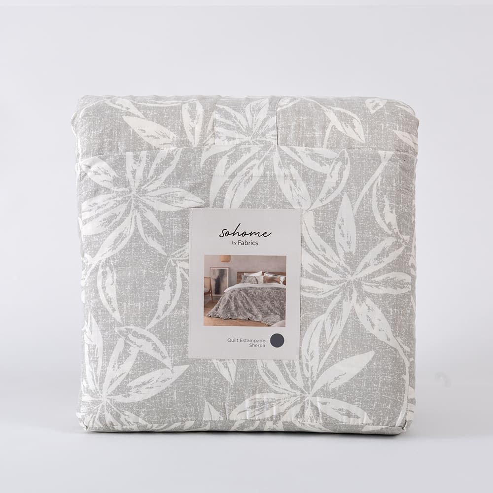 Cubrecama Quilt Estampado Sherpa Fulles 2 Plazas Verde