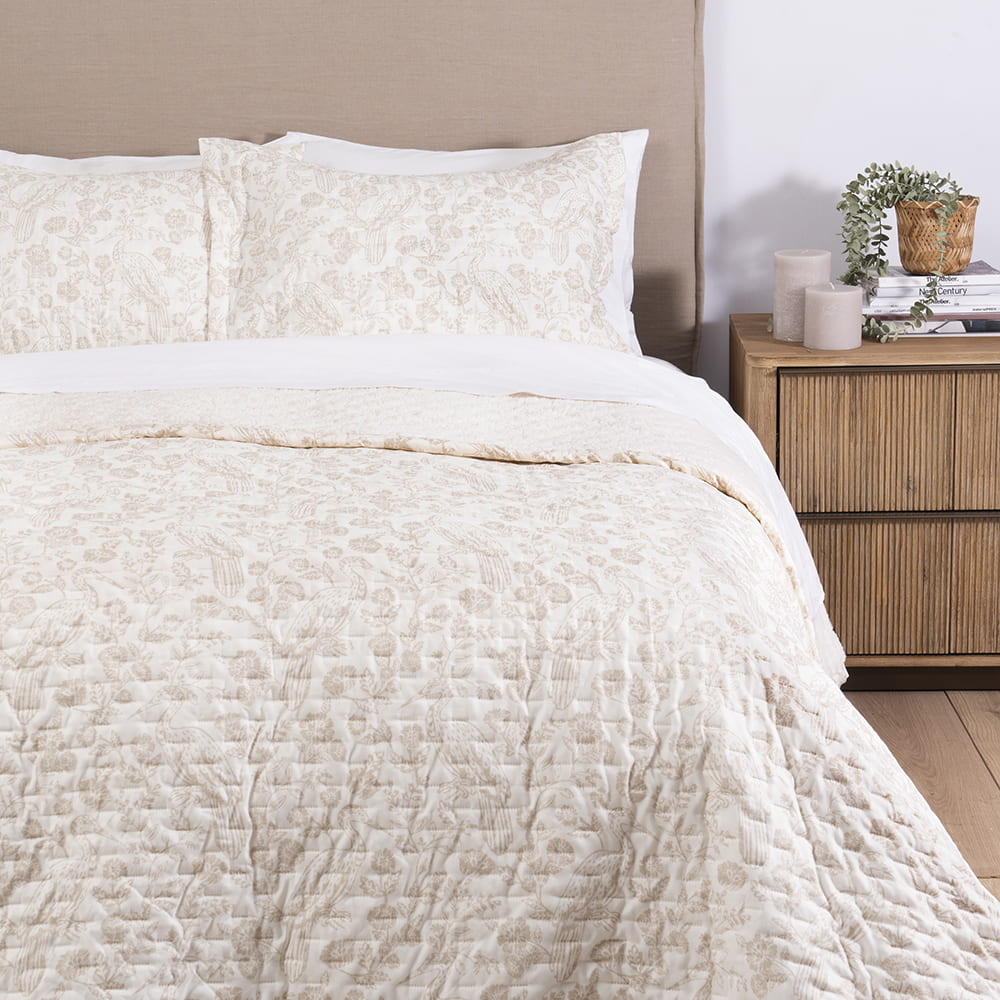 Cubrecama Quilt Estampado Sherpa Solana 2 Plazas Crudo