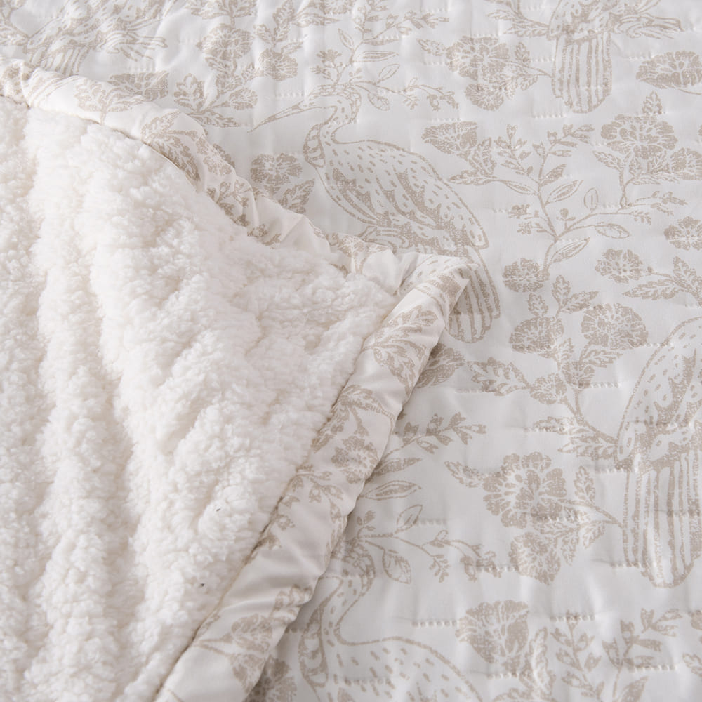 Cubrecama Quilt Estampado Sherpa Solana 2 Plazas Crudo