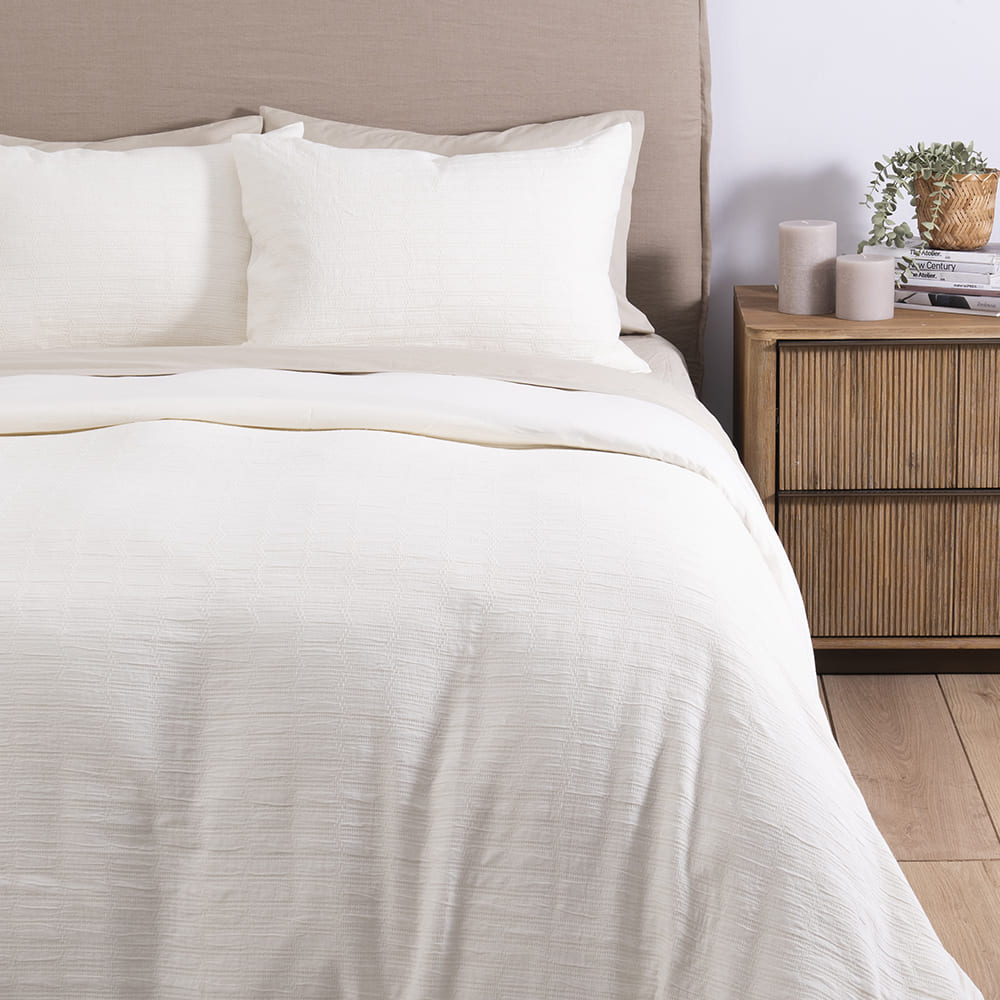 Funda Plumón Jacquard 1.5 Plazas Blanco