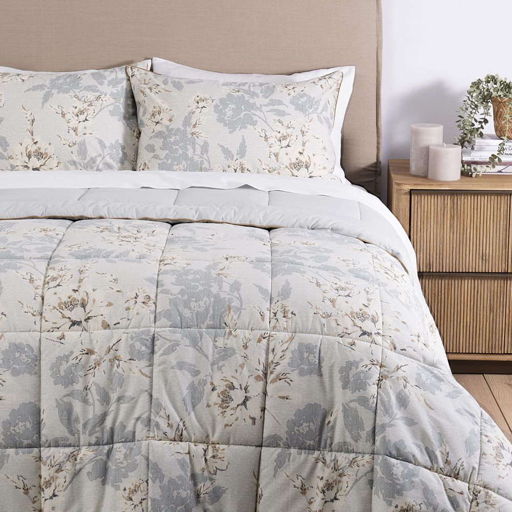 Plumón Estampado Rosalía 1.5 Plazas Gris