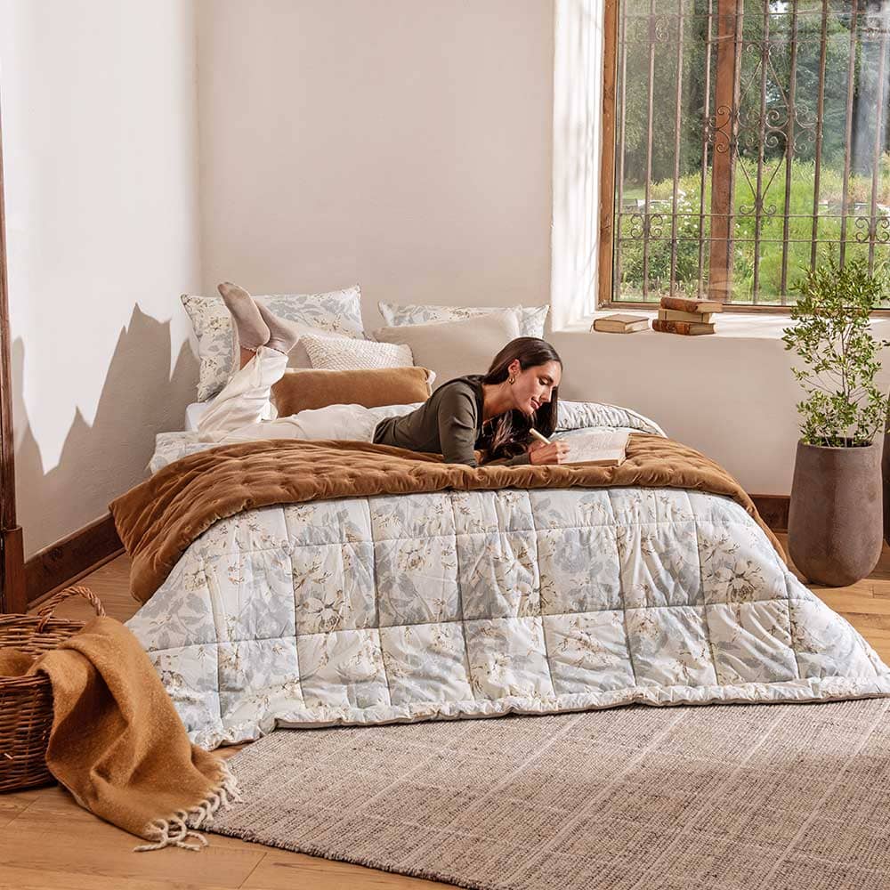 Plumón Estampado Rosalía 2 Plazas Gris