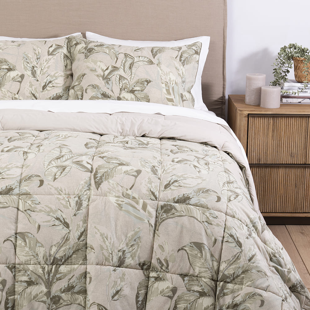 Plumón Estampado Arboleda 1.5 Plazas Beige