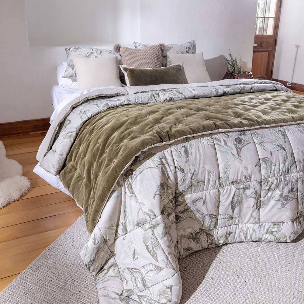 Plumón Estampado Arboleda 2 Plazas Beige