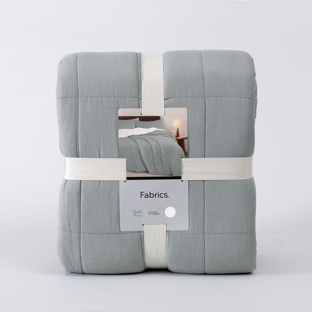 Cubrecama Quilt Louis Sherpa 2 Plazas Verde