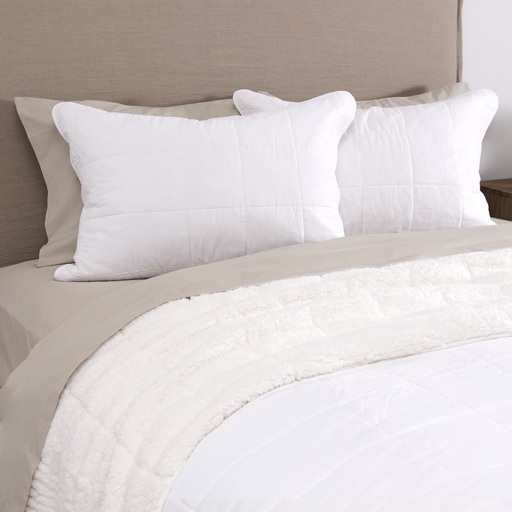 Cubrecama Quilt Louis Sherpa 2 Plazas Blanco